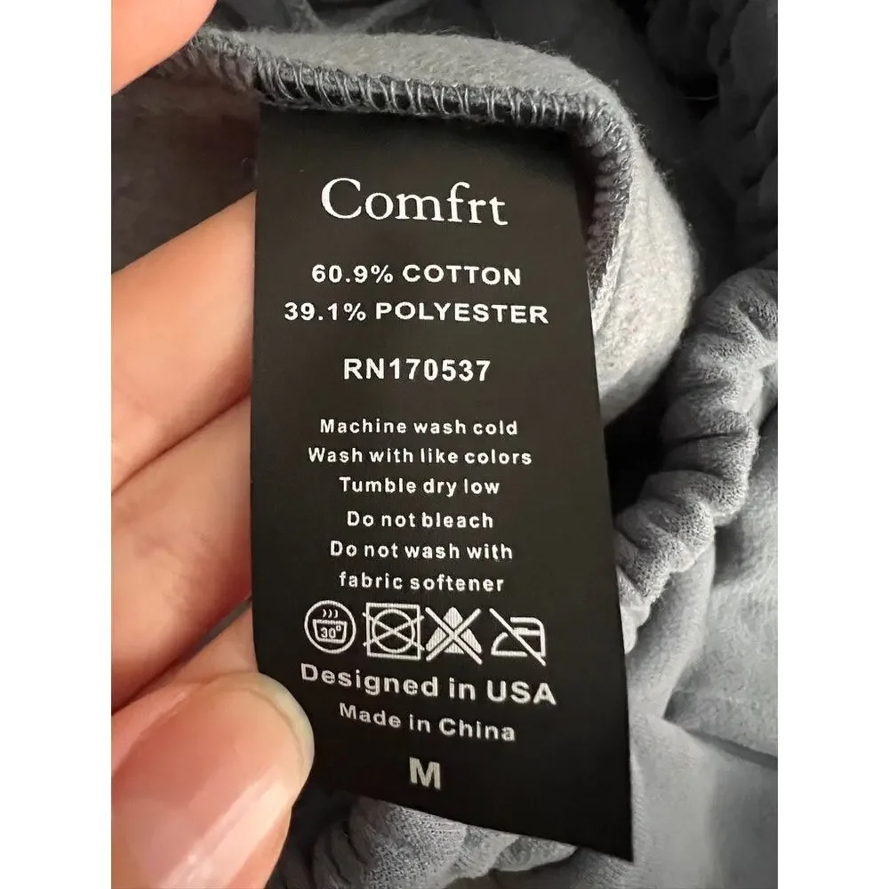 Comfrt Cloud Sweatpants Blue Willow Unisex Heavyweight Fleece Joggers Cozy SZ M